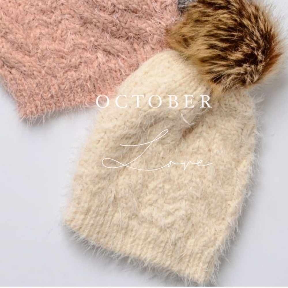 OCTOBER LOVE Ivory Mohair Beanies